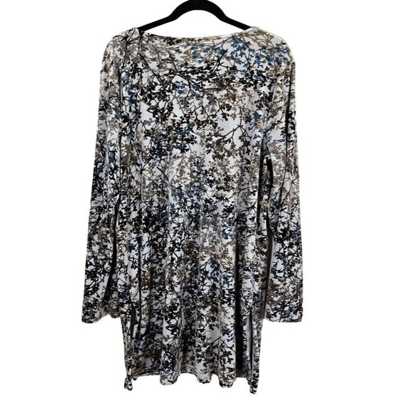 J Jill Sweater Women LT Gray Floral Tunic Boho Western Neutral 80s Retro Classic - Picture 7 of 11